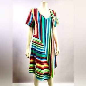 Soft Surroundings Southwest Western Style Blanket Stripe Cotton Multicolor Dress